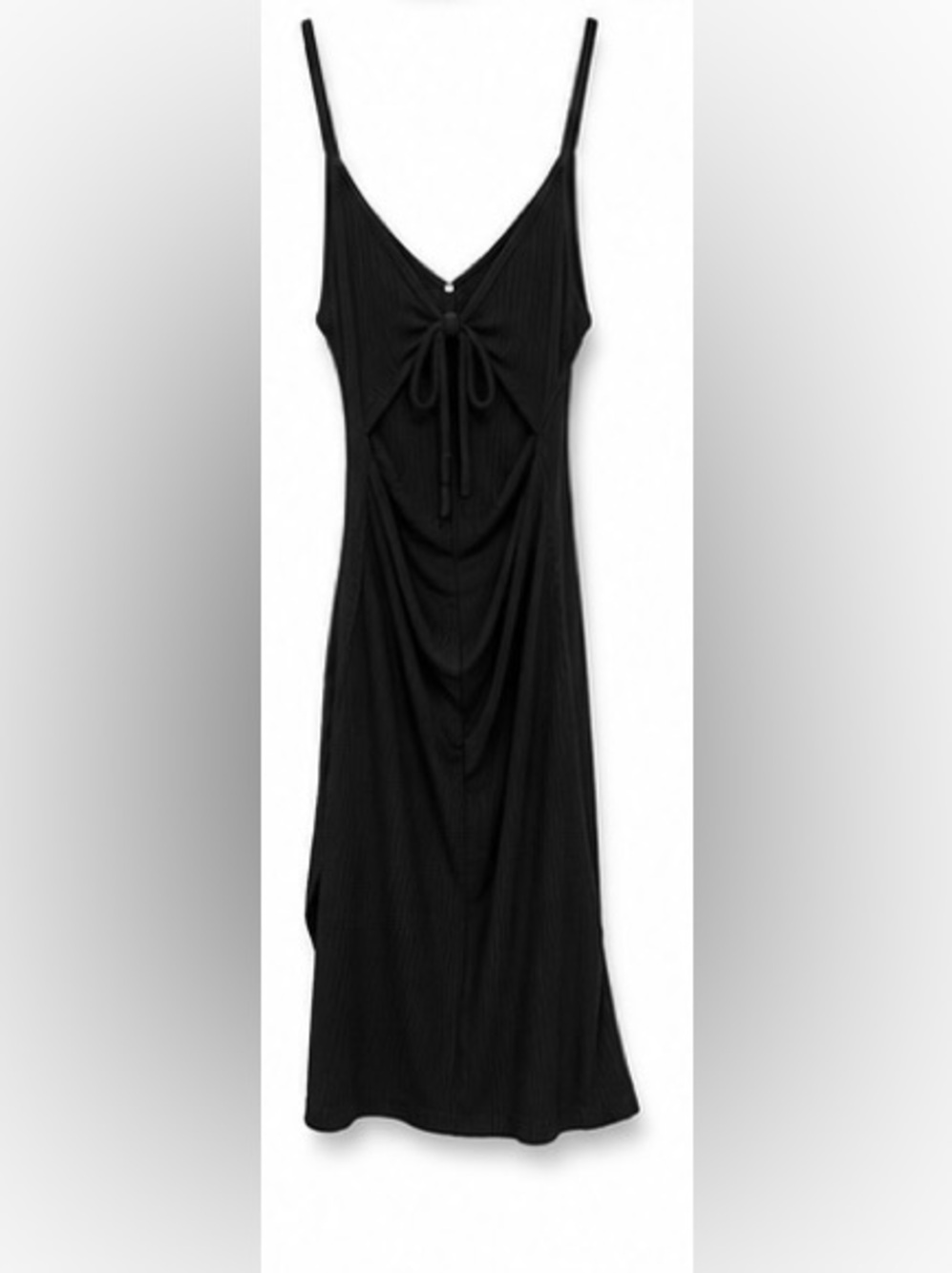Urban Outfitters Black Mini Slip Dress with Front Tie & Mid cutout